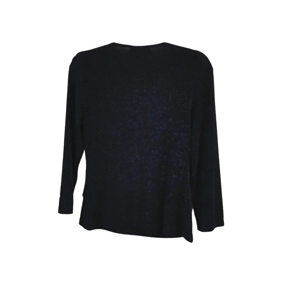 Connected Apparel Top Womens Medium M Black Blue Sparkle Long Sleeve Knit Blouse - Picture 3 of 7